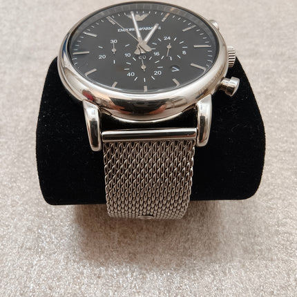 Emporio Armani Luigi AR1808 Herrenchronograph Edelstahl Mesh - gebraucht mit Originalbox